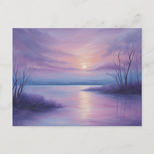 Abstract Sunset Over the Winter Lake  ポストカード (正面)