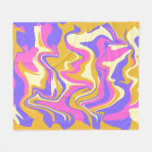 Abstract Sunset Tones Inspired Organic Flow フリースブランケット (正面(横))
