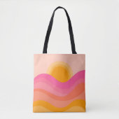 Abstract Sunset Tote Bag | Pastel Wave トートバッグ (正面)