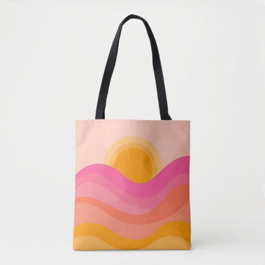 Abstract Sunset Tote Bag | Pastel Wave トートバッグ (正面)