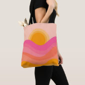 Abstract Sunset Tote Bag | Pastel Wave トートバッグ (クローズアップ)