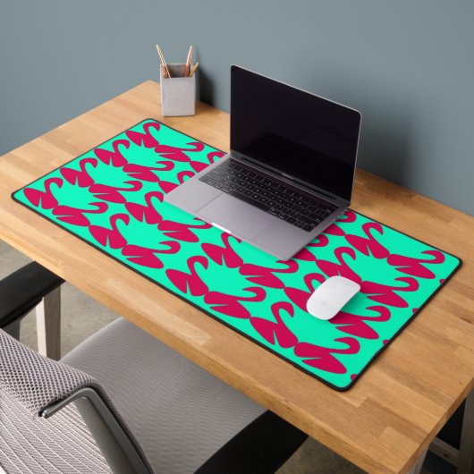 Abstract Swan Teal and Pink Mouse Pad デスクマット (オフィス2)