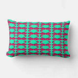 Abstract Swan Teal and Pink throw pillow ランバークッション