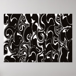 Abstract Swirl Art - Black and White ポスター