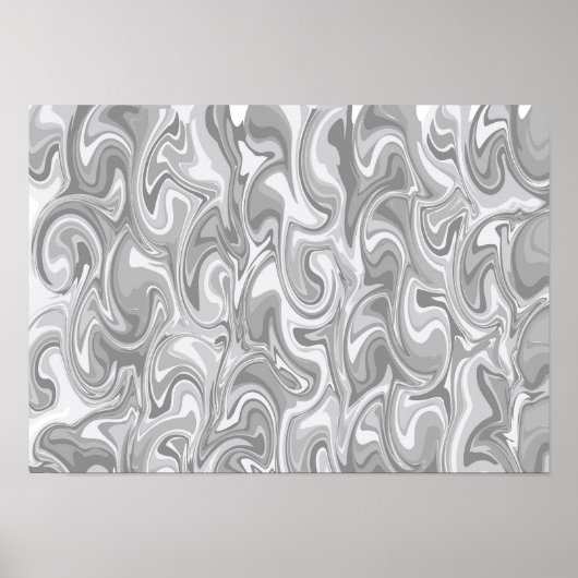 Abstract Swirl Art - Grey ポスター (正面)