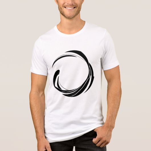 Abstract Swirl Circle Design – curved ring artwork トライブレンドTシャツ (正面)