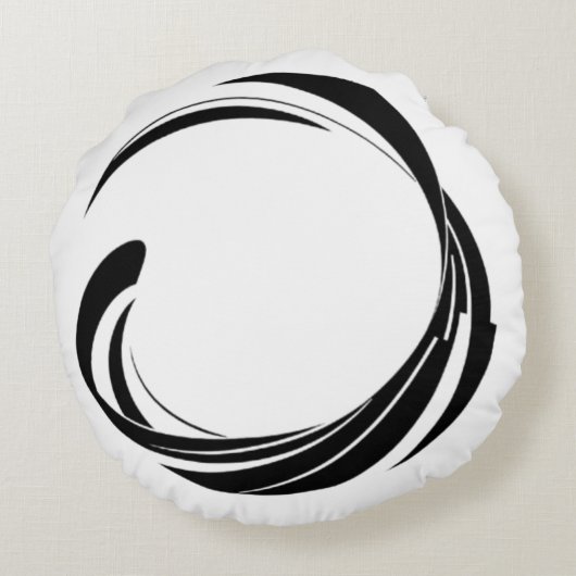 Abstract Swirl Circle Design – curved ring artwork ラウンドクッション (裏面)
