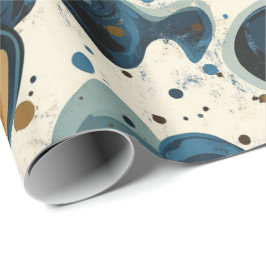 Abstract Swirl Pattern in Earthy Blues for Dad ラッピングペーパー