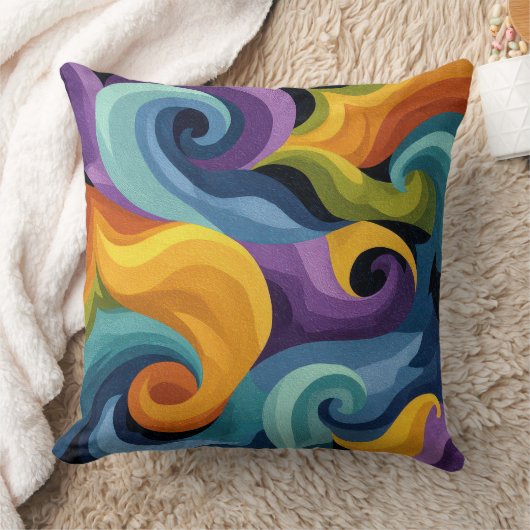 Abstract Swirl Throw Pillow クッション (ブランケット)