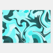 Abstract Swirling Aqua and Teal Design ラッピングペーパーシート (正面3)