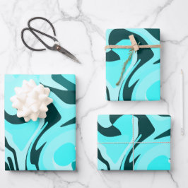 Abstract Swirling Aqua and Teal Design ラッピングペーパーシート