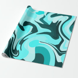 Abstract Swirling Aqua and Teal Design ラッピングペーパー