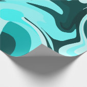 Abstract Swirling Aqua and Teal Design ラッピングペーパー (角)