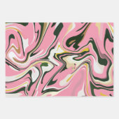 Abstract Swirling art with Pink, white and black ラッピングペーパーシート (正面3)