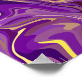 Abstract Swirling Marble Design in Purple & Yellow ポスター (角)