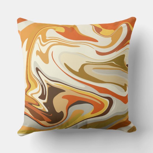 Abstract Swirling Orange and Beige Design クッション (裏面)