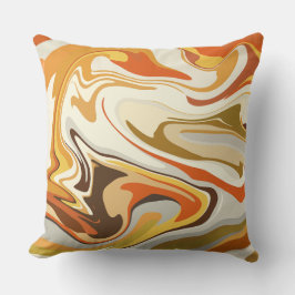 Abstract Swirling Orange and Beige Design クッション