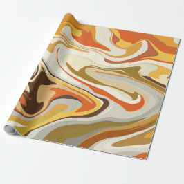 Abstract Swirling Orange and Beige Design ラッピングペーパー