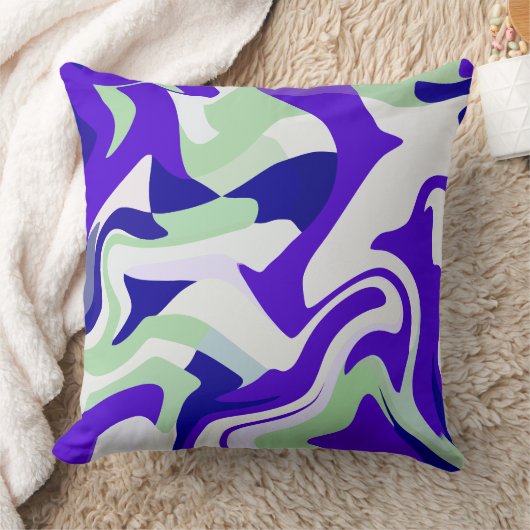 Abstract Swirling Pattern in Cool Tones クッション (ブランケット)