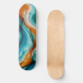 Abstract Swirling Teal and Orange Glossy Fluid  スケートボード (正面)