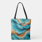 Abstract Swirling Teal and Orange Glossy Fluid  トートバッグ (裏面)