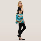 Abstract Swirling Teal and Orange Glossy Fluid  トートバッグ (モデル)