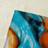 Abstract Swirling Teal and Orange Glossy Fluid ビーチタオル (インサイチュ)