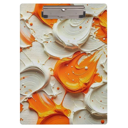 Abstract Swirling Teal and Orange Glossy Fluid Spl クリップボード (正面)