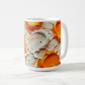 Abstract Swirling Teal and Orange Glossy Fluid Spl コーヒーマグカップ (正面右)