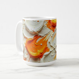 Abstract Swirling Teal and Orange Glossy Fluid Spl コーヒーマグカップ