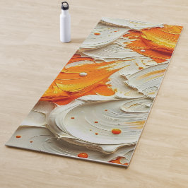 Abstract Swirling Teal and Orange Glossy Fluid Spl ヨガマット
