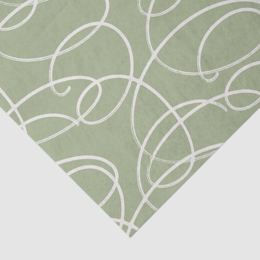 Abstract Swirling Vine | Elegant Line Art Green 薄葉紙 (詳細)