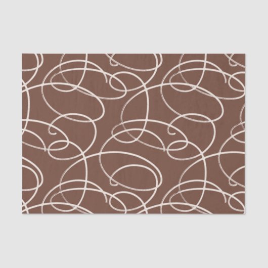 Abstract Swirling Vine | Elegant Line Art Rust 薄葉紙 (正面)