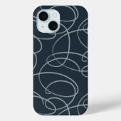 Abstract Swirling Vine | Minimalist Line Art Navy Case-Mate iPhoneケース (裏面)