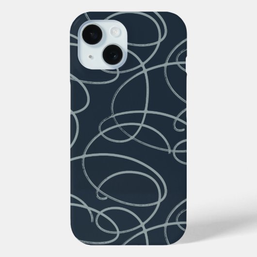 Abstract Swirling Vine | Minimalist Line Art Navy Case-Mate iPhoneケース (裏面)