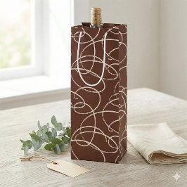 Abstract Swirling Vine | Modern Line Art Rust ワインギフトバッグ