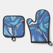 Abstract Symphony in Blue 2 鍋つかみ&鍋敷きセット (正面)