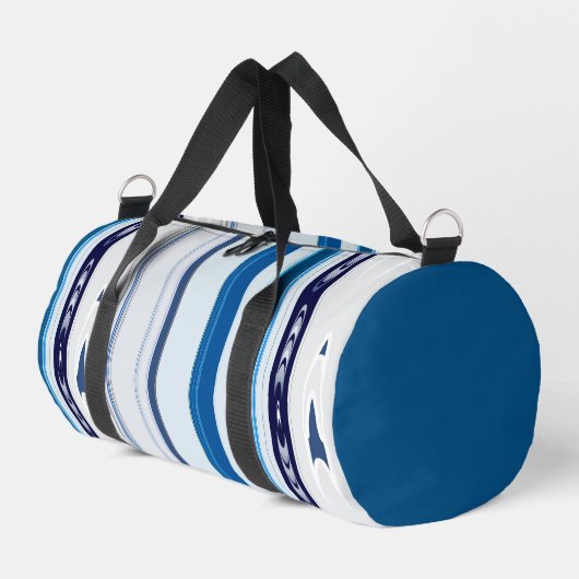 Abstract Symphony in Blue 5 (Vertical Lines) ダッフルバッグ (左コーナー)