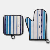 Abstract Symphony in Blue 5 (Vertical Lines) 鍋つかみ&鍋敷きセット (正面)