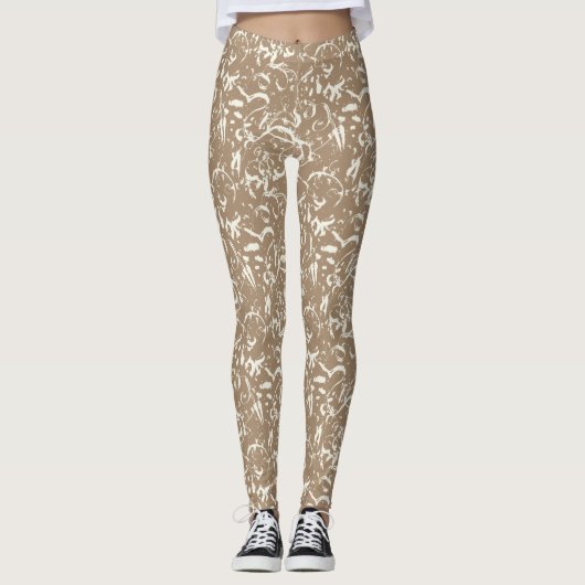 Abstract Taupe Leggings for Any Occasion レギンス (正面)