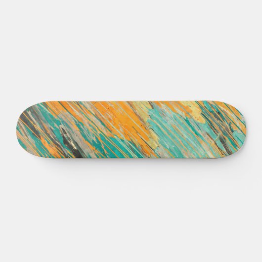 Abstract Teal Orange Textured Skateboard Deck スケートボード (横)