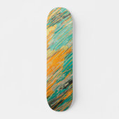 Abstract Teal Orange Textured Skateboard Deck スケートボード (正面)