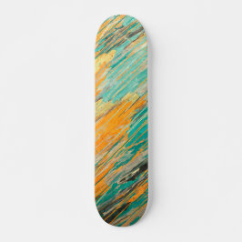 Abstract Teal Orange Textured Skateboard Deck スケートボード