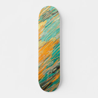 Abstract Teal Orange Textured Skateboard Deck スケートボード