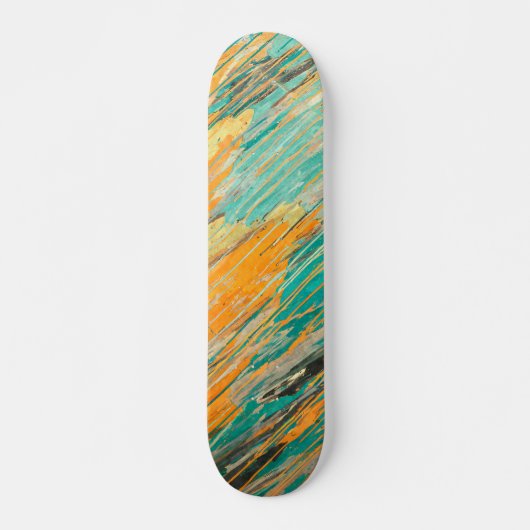 Abstract Teal Orange Textured Skateboard Deck スケートボード (正面)