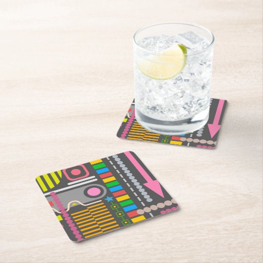 Abstract Technology Control Panel Pattern スクエアペーパーコースター (インサイチュ)