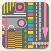 Abstract Technology Control Panel Pattern スクエアペーパーコースター (正面)