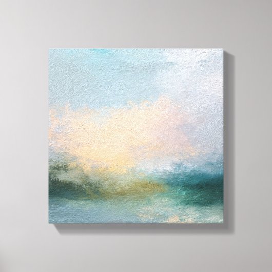 Abstract Textured Canvas Art | Ethereal Teal,Peach キャンバスプリント (正面)