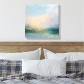 Abstract Textured Canvas Art | Ethereal Teal,Peach キャンバスプリント (インサイチュ (寝室))