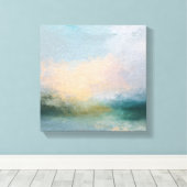 Abstract Textured Canvas Art | Ethereal Teal,Peach キャンバスプリント (インサイチュ (ウッドフロア))